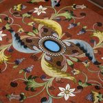 Reverse painted glass folding tray table, 'Scarlet Delight' - Handmade Reverse Painted Glass Wood Glass Folding Table