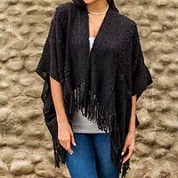 Chaqueta kimono en mezcla de alpaca, 'Miraflores Midnight'