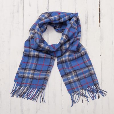 Men's 100% alpaca scarf, 'Cool Blue' - Men's Plaid Baby Alpaca Scarf from Peru