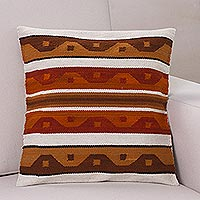 Wool cushion cover, 'Golden Surf'