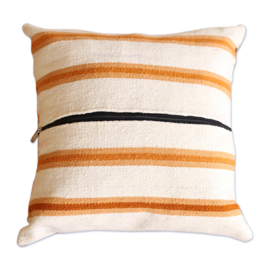 Wool cushion cover, 'Golden Surf' - Wool cushion cover