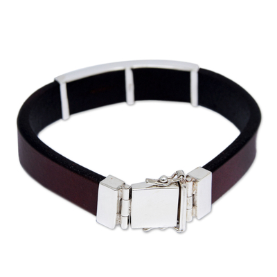 Men's leather bracelet, 'Wilderness' - Men's leather bracelet