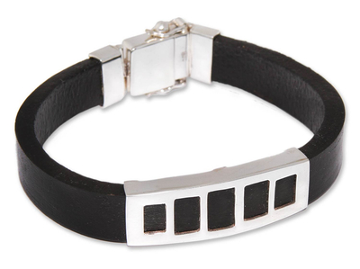 Men's leather bracelet, 'Futurist' - Men's leather bracelet