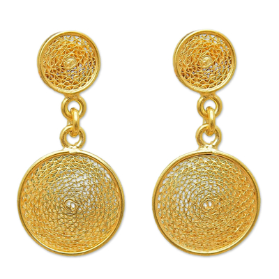 Artisan Crafted Gold Plated Filigree Earrings from Peru - Two Starlit ...