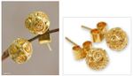 Gold plated filigree stud earrings, 'Morning Light' - Handcrafted Gold Plated Filigree Stud Earrings