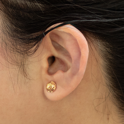 Gold plated filigree stud earrings, 'Morning Light' - Handcrafted Gold Plated Filigree Stud Earrings