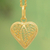 Gold plated filigree pendant necklace, 'Lace Sweetheart' - Gold Plated Filigree Heart Necklace (image 2) thumbail