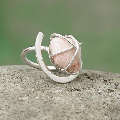 Rhodonite single stone ring