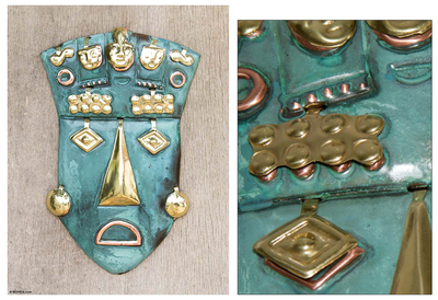 Copper and bronze mask, 'Auqui Inca Prince' - Inca Copper Bronze Mask