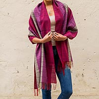 100% alpaca shawl, 'Rose of Tarma'