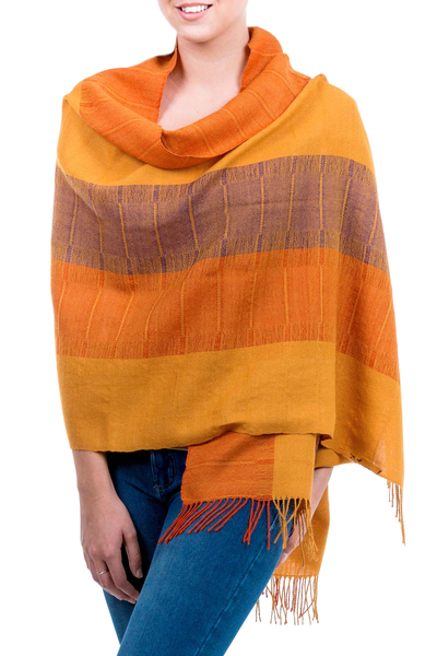 100% alpaca shawl, 'Tarma Sunflower' - 100% alpaca shawl