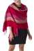 100% alpaca shawl, 'Red Rose of Tarma' - Woven 100% Alpaca Shawl in Red and Fuchsia (image 2a) thumbail