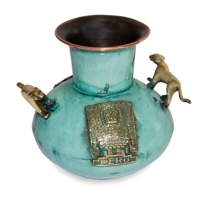 Bronze and copper vessel, 'Powerful Puma' - Bronze and copper vessel