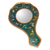 Reverse painted glass hand mirror, 'Turquoise Blue Butterflies' - Reverse painted glass hand mirror thumbail