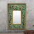 Reverse painted glass mirror, 'Emerald Fields' - Collectible Glass Vibrant Green Mirror (image 2) thumbail