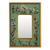 Reverse painted glass mirror, 'Emerald Fields' - Collectible Glass Vibrant Green Mirror thumbail