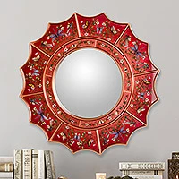 Featured review for Reverse painted glass mirror, Red Summer Radiance