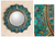 Reverse painted glass mirror, 'Blue Summer Radiance' - Reverse Painted Glass Round Wall Mirror from Peru thumbail