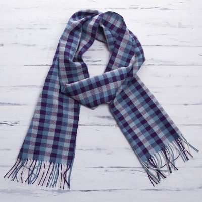 Men's 100% alpaca scarf, 'Andean Dawn' - 100% alpaca scarf