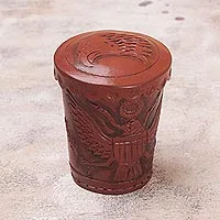 Leather dice cup and dice set, 'American Patriot'