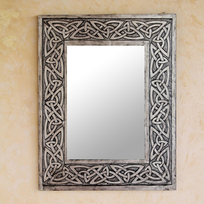 Leather mirror, 'Continuity' - Leather mirror