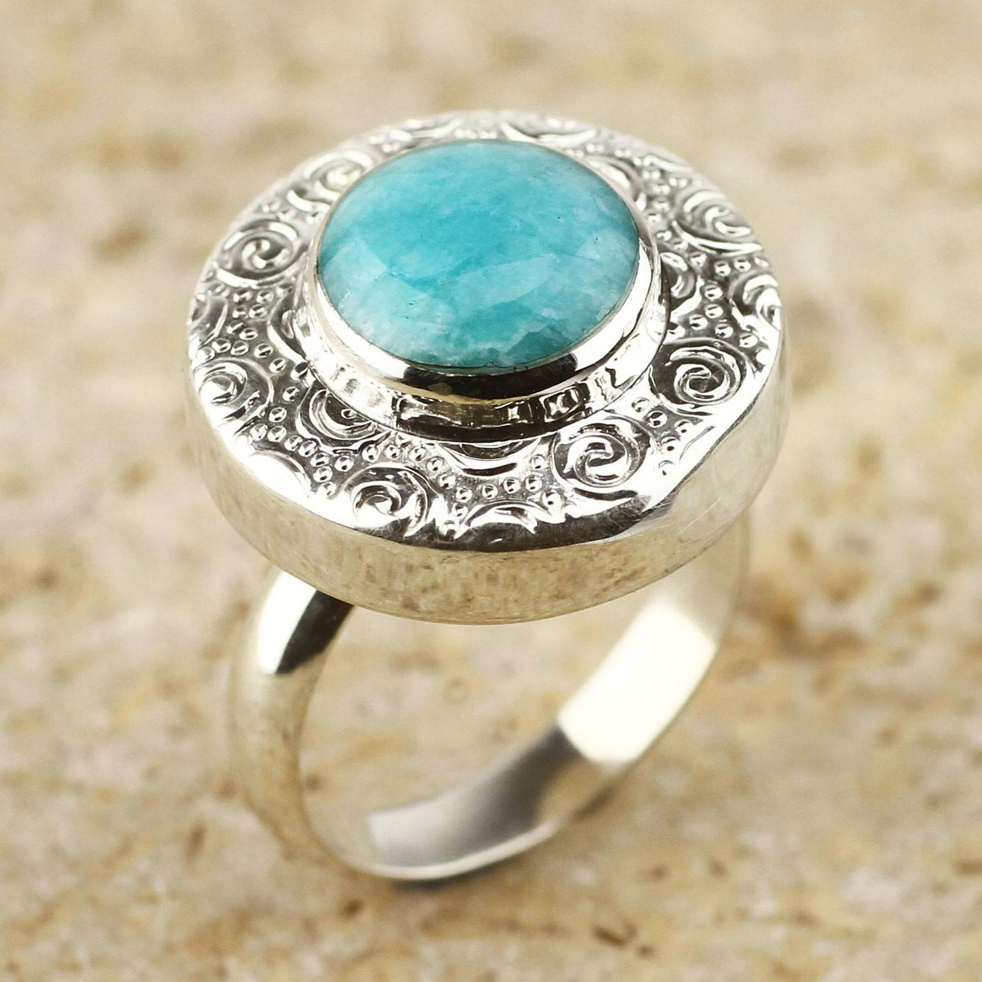 UNICEF Market | Fair Trade Sterling Silver and Amazonite Cocktail Ring ...