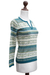 100% alpaca sweater, 'Snowflake Meadow' - Green and Blue on White 100% Alpaca V-Neck Sweater (image 2e) thumbail
