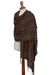 Alpaca and silk blend shawl, 'Olive Fields' - Alpaca and silk shawl (image 2d) thumbail