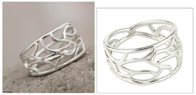Sterling silver band ring, 'Flame' - Sterling silver band ring