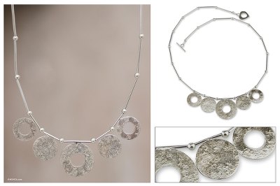 Sterling silver pendant necklace, 'Hypnotic Moon' - Sterling silver pendant necklace