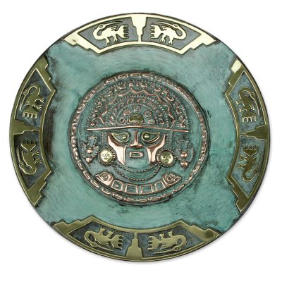 Copper plate, 'Ceremonial Blade Deity' - Copper plate