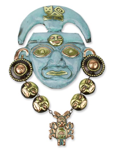 Copper and bronze mask, 'Chavin Nobleman' - Copper and bronze mask