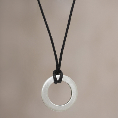 Men's sterling silver necklace, 'Perfect Circle' - Men's sterling silver necklace