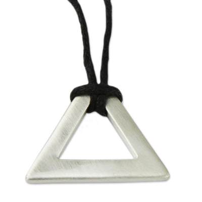 Men's sterling silver necklace, 'Perfect Triangle' - Men's Sterling Silver Triangle Necklace