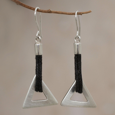 Sterling silver dangle earrings, 'Perfect Triangles' - Sterling silver dangle earrings
