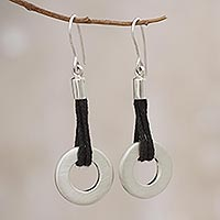 Sterling silver dangle earrings, 'Perfect Circles' - Sterling silver dangle earrings