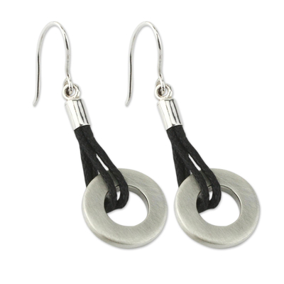 Sterling silver dangle earrings, 'Perfect Circles' - Sterling silver dangle earrings