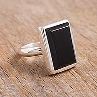 Anillo de cóctel de obsidiana, 'So Pretty' - Anillo de cóctel de obsidiana