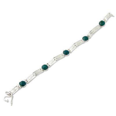 Chrysocolla link bracelet, 'Inca Heritage' - Chrysocolla link bracelet