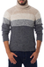 Men's alpaca blend sweater, 'Signs of the Earth' - Men's Baby Alpaca Grey and White Turtleneck (image 2a) thumbail