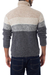 Men's alpaca blend sweater, 'Signs of the Earth' - Men's Baby Alpaca Grey and White Turtleneck (image 2b) thumbail