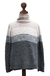 Men's alpaca blend sweater, 'Signs of the Earth' - Men's Baby Alpaca Grey and White Turtleneck (image 2c) thumbail