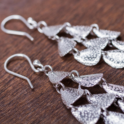 Sterling silver chandelier earrings, 'Vital Rain' - Modern Sterling Silver Chandelier Earrings