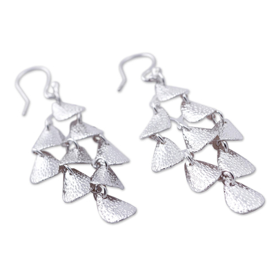 Sterling silver chandelier earrings, 'Vital Rain' - Modern Sterling Silver Chandelier Earrings