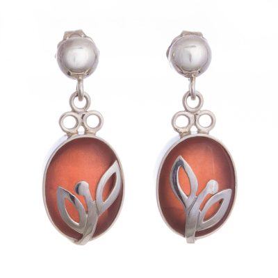 Rhodochrosite dangle earrings, 'Incipient Blossom' - Rhodochrosite dangle earrings