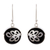 Obsidian dangle earrings, 'Midnight Fern' - Obsidian dangle earrings thumbail