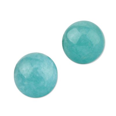 Amazonite stud earrings, 'Azure Enigma' - Amazonite stud earrings