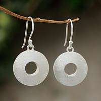 Sterling silver dangle earrings, 'Quechua Moon'