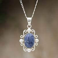 Sodalite pendant necklace, 'Blue Cameo' - Sodalite pendant necklace