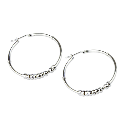 Sterling silver hoop earrings, 'Spellbound' - Sterling silver hoop earrings